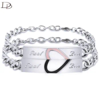 DODO High Quality Titanium Steel Bracelet For Lovers Engraved Real Love Couple Jewelry Statement Women Men Pulseira Gifts TB0017