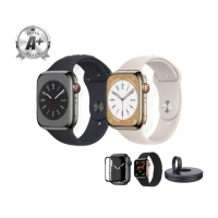 配件大禮包組【Apple】不鏽鋼A+級福利品 Apple Watch S8 GPS 45mm(不鏽鋼金屬錶殼運動型錶帶)