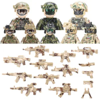 HOT Russian Alpha Special Forces Figures Building Blocks City SWAT Army Commando Soldier Military Weapons Bricks Toys For Kids
