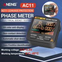 AC11 Digital Socket Tester Smart Voltage Detector RCD NCV Test UK/EU/AU Plug Ground Zero Line Plug Polarity Phase Check