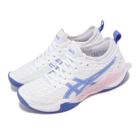 【asics 亞瑟士】羽球鞋 Blast FF 3 女鞋 白 藍 粉 支撐 吸震 亞瑟膠 室內運動 運動鞋 亞瑟士(1072A080101)