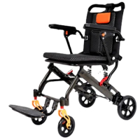 Lightweight Foldable Transport Wheelchair with Handbrakes