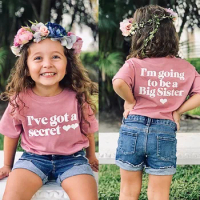 2024 Summer Toddler Kids Funny T-Shirts For Baby Boys And Girls i'm going to be a big sister/brother print Children Cotton Tees