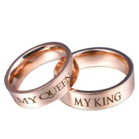 MY QUEEN MY KING Stainless Steel Rings Rose Gold Color Couple For Women And Men Lover Wedding Engagement Jewelry Couple Gift