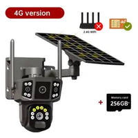 GARANSI 3 lensa-CCTV tenaga surya V380pro Outdoor WiFi / 4G SIM Kamera Waterproof IP Kamera 360° PTZ