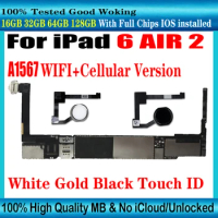 A1567 WIFI+Cellular Version for ipad 6 AIR 2 motherboard with touch ID for ipad 6 AIR A1567 16gb 32gb 64gb 128g NO iCloud