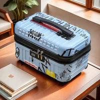 全城熱賣 - 16寸密碼鎖收納箱帶鎖的小盒子手提儲物盒宿舍化妝品小箱子行李箱藍色字母16寸【升級版帶鎖-帶絲帶】