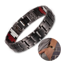 Titanium Magnetic Bracelet Mens Energy 15mm Anti-allergy Magnetic Bracelet Benefits Black Wristband Magnetic Titanium Bracelet