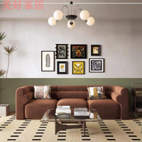 快速出貨/全館免運 中古風焦糖色復古模塊組合沙發  現代北歐藝術布藝客廳雙人樣板間