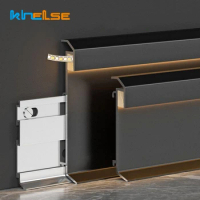 H60/80mm Thin LED Skirting Line Simple Aluminium Profile Floor Baseboard Strip Light Metal Wall Skirting Corner Linear Lamp