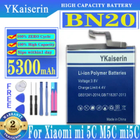 YKaiserin BN20 5300mAh Batery for Xiaomi Mi 5C Mi5C Mi 5C BN-20 BN 20 High Capacity Battery Batteria With Tracking Number