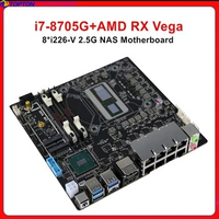 8* i226 Lan 2.5G NAS Motherboard Intel i7-8705G Discrete Graphics AMD Radeon RX Vega M 4GB 2*DDR4 17x17 ITX Soft Router Firewall