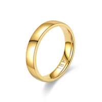 Gold Plated Ring Gold Colour Fashion Women's Simple Couple's Wedding Ring Engagement Jewellery Gift