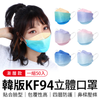 【御皇居】韓版KF94立體口罩-漸層50入(防塵四層口罩 3D立體口罩)