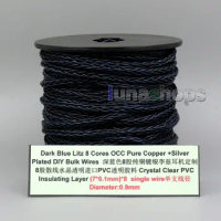 LN006142 Dark Blue Litz 8 Cores Pure OCC Silver Plated Bulk Wire For Custom DIY Shure Fostex QDC Earphone Headphone Cable