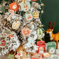 44pcs Christmas Penguin Gingerbread Man Lantern Design Sticker As Gift Tag Gift Decoration Scrapbooking DIY Sticker Gift Seal