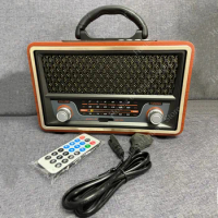 157BT FM/AM/SW 3 Band Retro Radio Wooden Rechargeable Radio with USB SD TF Mp3 Player Wireles Bluetooth Speaker Outdoor Portable