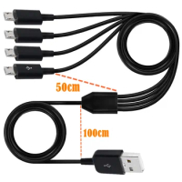 1.5M USB 2.0 Type A Male To 4 6 Micro USB Male Splitter Y Charging Date Cable Cord For Huawei Samsung Xiaomi Mobile Laptop Bank