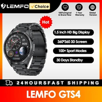 LEMFO GTS4 Smart Watch Men GT4 Pro GPS Tracker Smartwatch Men Watch 4 Pro 2024 1.5 Inch 360*360 HD Screen For HUAWEI Xiaomi IOS
