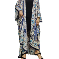 African Clothes For Women Plus Bohemian Summer Swimwear Kimono For Lady Popular Kuwait Abaya Silk Kaftan Clothes