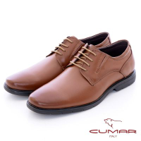 【CUMAR】超輕舒適大底真皮綁帶休閒皮鞋-紅棕色(加大尺碼)