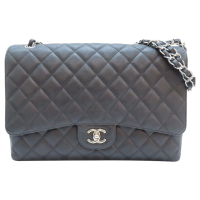 【二手名牌BRAND OFF】CHANEL 香奈兒 黑色 牛皮 Classic Double Flap 30 肩背包 A58609
