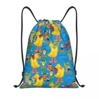 Custom Sesame Street Big Bird Drawstring Bags Men Women Lightweight Cookie Monster Sports Gym Storage Backpack