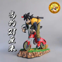 21cm Anime Bike Goku Action Figure Dragon Ball Z Statue Gk Box Goku Figure Ride Cycling Figurine Ornament Toys Pvc Model Desktop