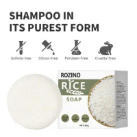 Organic Rice Shampoo Soap Bar Dry Hair Conditioning Soap Water Protein Bar Nourishing Hair Soap Soap Rice Anti-loss U3H8