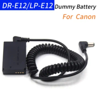 LP-E12 Dummy Battery DR-E12 DC Coupler+Spring Wire Male Plug 3.0 X 1.1MM for Canon EOS-M EOS-M2 EOS M50 M10 M100 EOS-M100 Camera