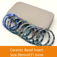Ceramic bezel insert, size 38mm X 31.5mm Flat piece for Seiko SKX007/SKX009/SKX011/SKX171/SKX173/SRPD cases Accessories