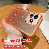 Sarung Telefon, Sarung Bergemerlapan Bling Mewah, Untuk Realme C51 2023, Sarung Telefon Lutsinar Sil