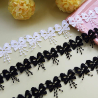 1Yards High Quality Lace Trim 3.8cm Luxury Bow Lingerie Ribbon Embroidery Lace Fabric Sewing Collar Skirt Curtain Sofa Diy Item