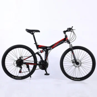 Folding 21/24/27/30 Variable Speed Mountain Bike 24/26 Inch High Carbon Steel Frame Front And Rear Shock Absorption Bicycle
