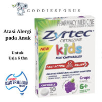 Obat alergi anak mulail usia 6thn Zyrtec Australia tablet kunyah isi 10 Rasa Anggur/Produk Original