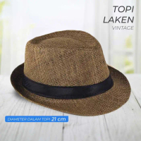 Topi Laken Jazz Vintage Premium Model Keren Cosplay Mafia Sherif ORI - Brown