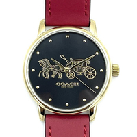 COACH 時尚女士馬車logo腕錶 36mm 女錶 手錶 腕錶 14503848 紅色真皮錶帶(現貨)▶指定Outlet商品5折起☆現貨