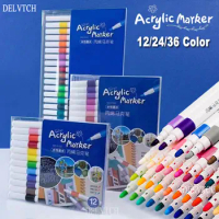 12 Colors Acrylic Paint Markers Set -Based Art Marker Pen 0.7-2mm Fine for DIY Craft Canvas Ceramic Glass Wood Stone Paper Metal Graffiti