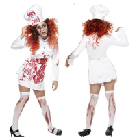 Horrible Adult Bloody Nurse Costume Halloween Scary Bloody Mary Students Roleplay Bloody Costume Party For Cosplay Ghost Costume
