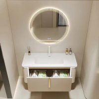 Luxury Corian Bathroom Cabinets With Sink Intelligent Circular Mirror Bathroom Washbasin Cabinet Vanity New