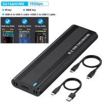 M.2 SSD Case NVME SATA Dual Protocol M.2 to USB Type C 3.1 SSD Adapter for NVME PCIE NGFF SATA SSD Disk Box M.2 SSD Case