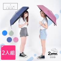 【2mm】煥彩珠光 黑膠降溫晴雨兩用自動開收傘(2入組)