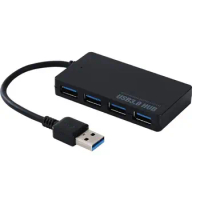 4-Port USB 3.0 Hub, Ultra-Slim Data USB Hub Splitter Adapter with Blue Indicator Light for Laptop PC, Flash Drive, Mobile HDD
