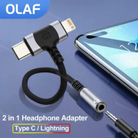 Lightning To 3.5 MM Jack Audio Adapter 2 in 1 Type C Headphone Converter For iPhone 14 13 Connector AUX Splitter Charging Cable