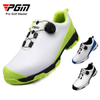 PGM Professional Men Golf Shoes Quick Lacing Leather Golf Shoes Outdoor Sports Waterproof Shoes Rotating Shoes Buckle Sneakers