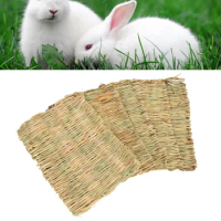 5PCS Rabbit Grass Mat 4 Season Universal Warm Grass Woven Bed Mat Bunny Bedding Nest For Guinea Pig Parrot Hamster Rat