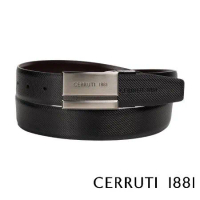 【Cerruti 1881】限量3折 義大利頂級小牛皮皮帶 全新專櫃展示品(黑色 CECT06373M)