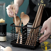 廚房餐具收納盒可懸掛鐵藝瀝水筷籠筷子筒收納籠【雲木雜貨】