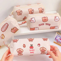4 Styles Kawaii Bear Pencil Bags Cartoon Cute Simple Pencil Cases Student School Supplies Stationery Pencil Bags