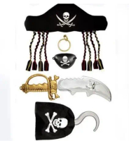 New Trend! Set bajak laut pirates topi pedang anting penutup mata hook cosplay Halloween Baru